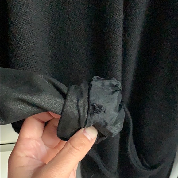 Vince Black Leather & Wool Drape Front Jacket - Picture 3 of 5